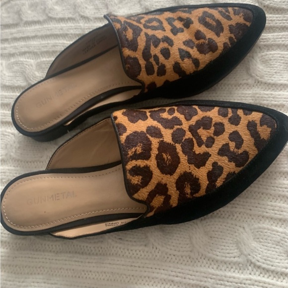 Gunmetal Carlen Mule Shoe - Size 7 1/2 Leopard Print - Picture 1 of 3